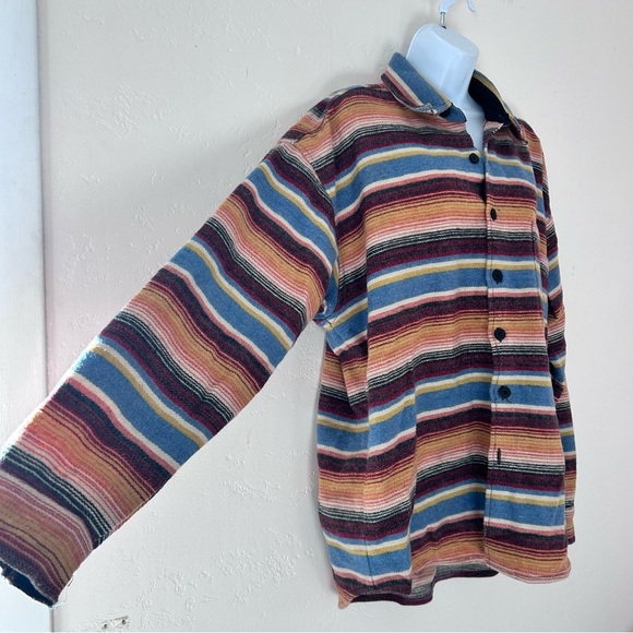 SIERRA PACIFIC Wool Blanket Knit Striped Shirt Jacket Unisex Men L Women XL - Picture 5 of 11